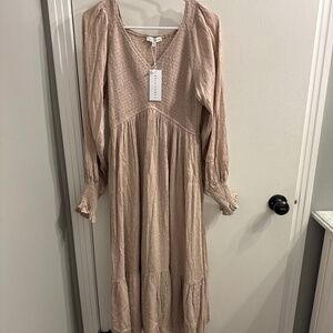 Lainey Smocked Dotted Midi Dress